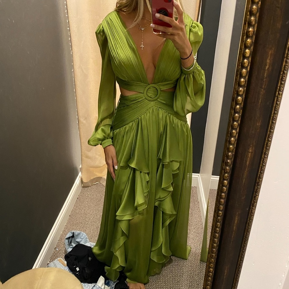 Chiffon green dress